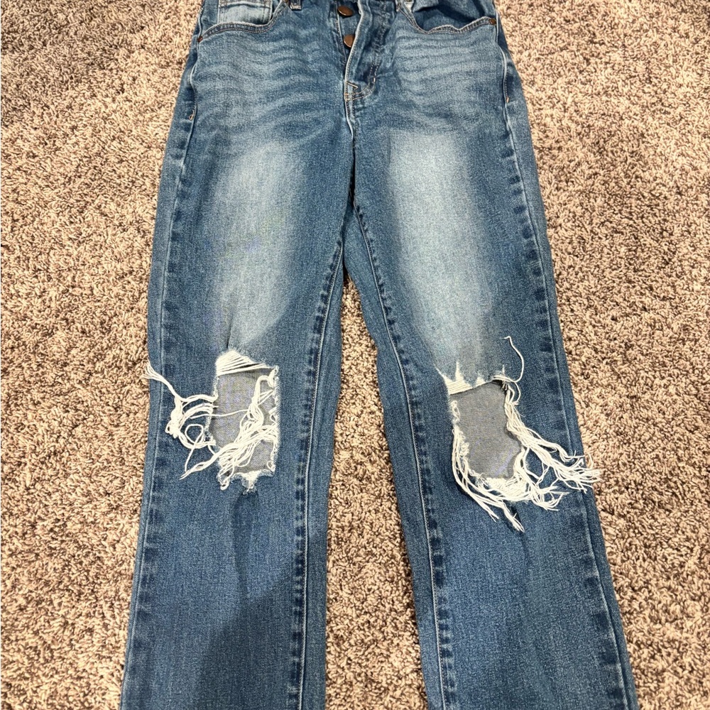 Distressed Blue Jeans